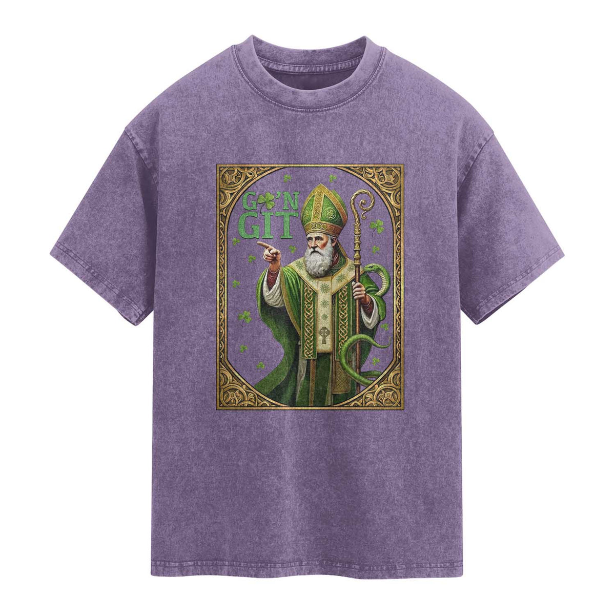 Saint Patrick Go'n Git Washed Cotton T-Shirt Funny St Patricks Day Snake Legend