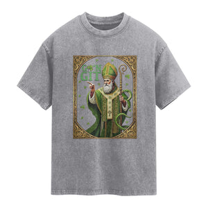 Saint Patrick Go'n Git Washed Cotton T-Shirt Funny St Patricks Day Snake Legend