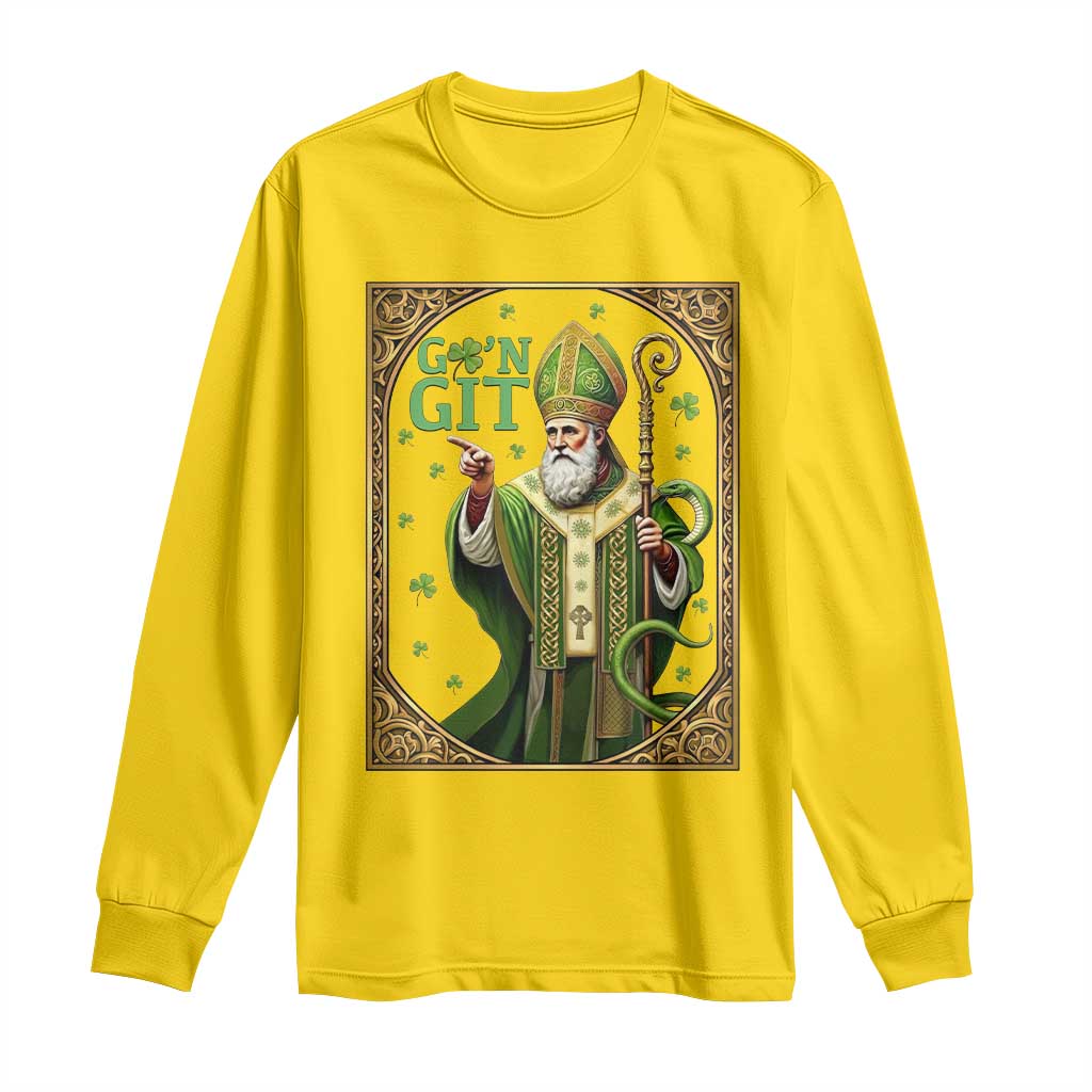 Saint Patrick Go'n Git Long Sleeve Shirt Funny St Patricks Day Snake Legend TS12 Daisy Print Your Wear