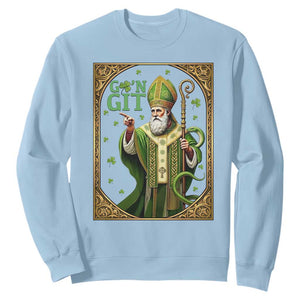 Saint Patrick Go'n Git Sweatshirt Funny St Patricks Day Snake Legend TS12 Light Blue Print Your Wear