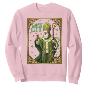 Saint Patrick Go'n Git Sweatshirt Funny St Patricks Day Snake Legend TS12 Light Pink Print Your Wear