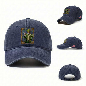 Saint Patrick Go'n Git Washed Cotton Baseball Cap Funny St Patricks Day Snake Legend TS12 Washed Cap Universal Fit Navy Print Your Wear