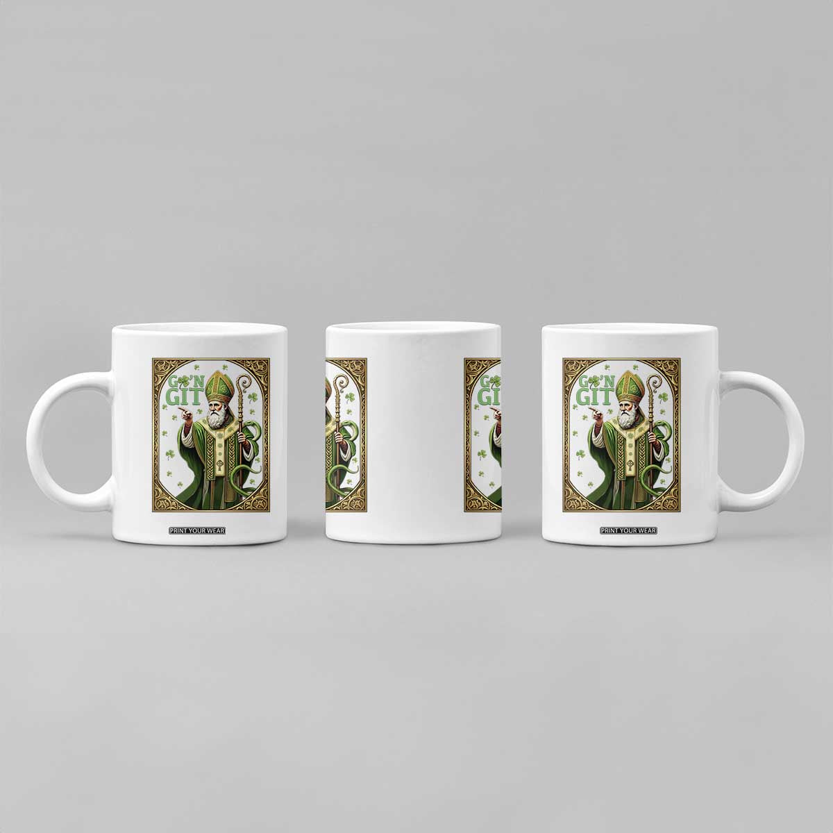 Saint Patrick Go'n Git Coffee Mug Funny St Patricks Day Snake Legend TS12 Print Your Wear
