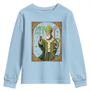 Saint Patrick Go'n Git Youth Sweatshirt Funny St Patricks Day Snake Legend TS12 Light Blue Print Your Wear
