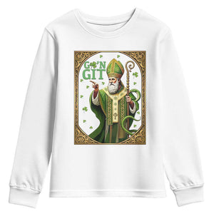 Saint Patrick Go'n Git Youth Sweatshirt Funny St Patricks Day Snake Legend TS12 White Print Your Wear