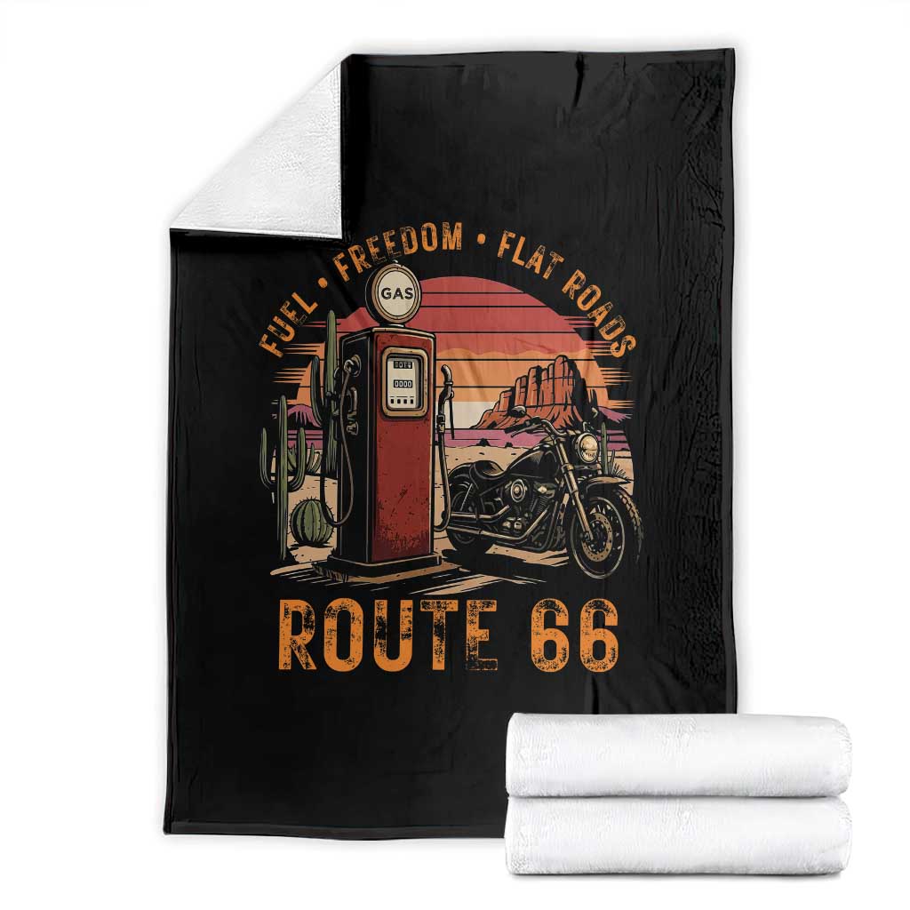 Vintage Route Highway 66 Gas Pump Throw Blanket Fuel Freedom Flat Roads TS12 Black Print Your Wear