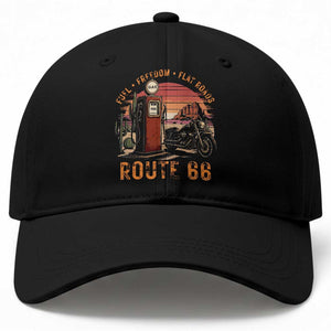 Vintage Route Highway 66 Gas Pump Baseball Cap Fuel Freedom Flat Roads TS12 Print Your Wear