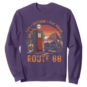 Vintage Route Highway 66 Gas Pump Sweatshirt Fuel Freedom Flat Roads TS12 Purple Print Your Wear