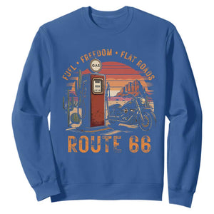 Vintage Route Highway 66 Gas Pump Sweatshirt Fuel Freedom Flat Roads TS12 Royal Blue Print Your Wear