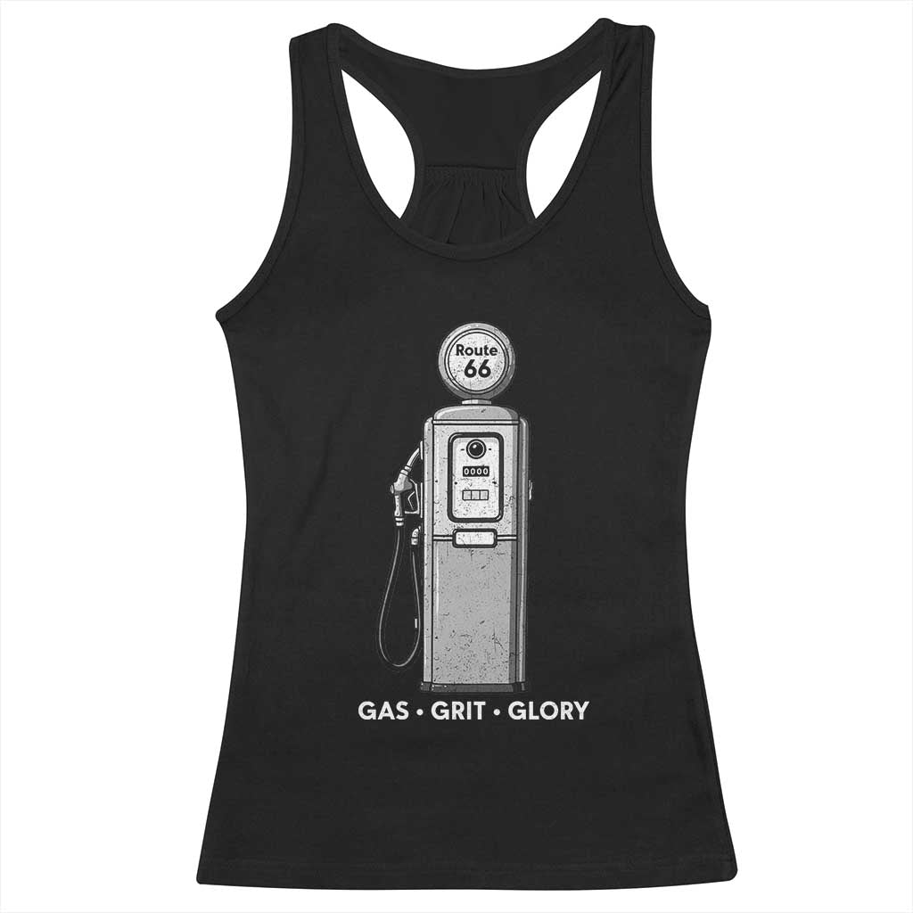 Route Highway 66 Americana Road Trip Racerback Tank Top Gas Grill Glory TS12 Black Print Your Wear