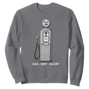 Route Highway 66 Americana Road Trip Sweatshirt Gas Grill Glory TS12 Charcoal Print Your Wear