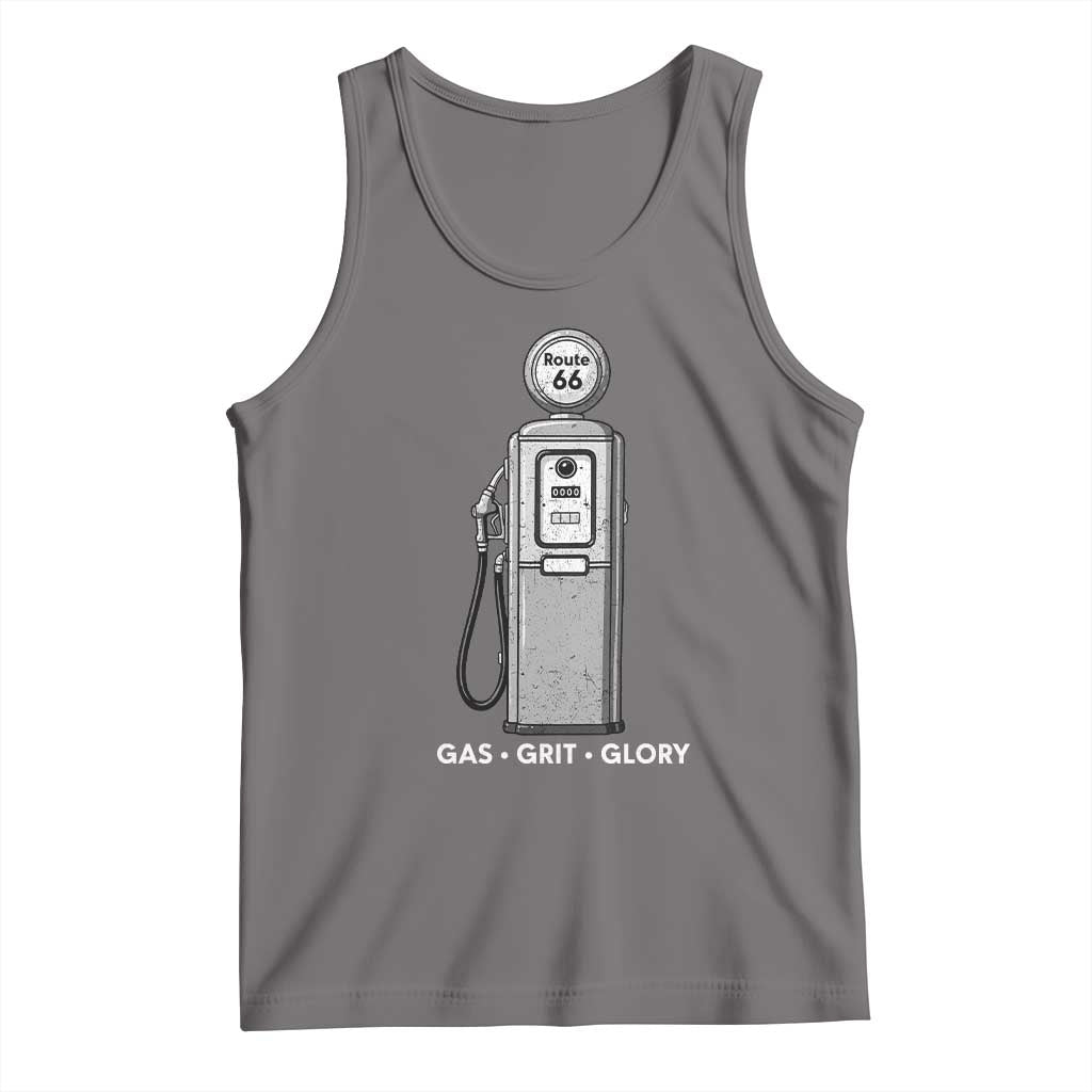 Route Highway 66 Americana Road Trip Tank Top Gas Grill Glory TS12 Deep Heather Print Your Wear