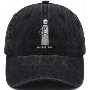 Route Highway 66 Americana Road Trip Washed Cotton Baseball Cap Gas Grill Glory TS12 Print Your Wear