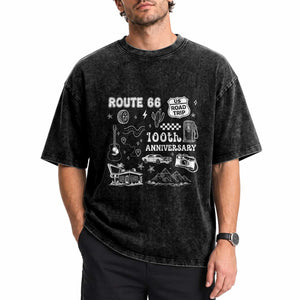 Route Highway 66 100th Anniversary Washed Cotton T-Shirt The Mother Road Centennial