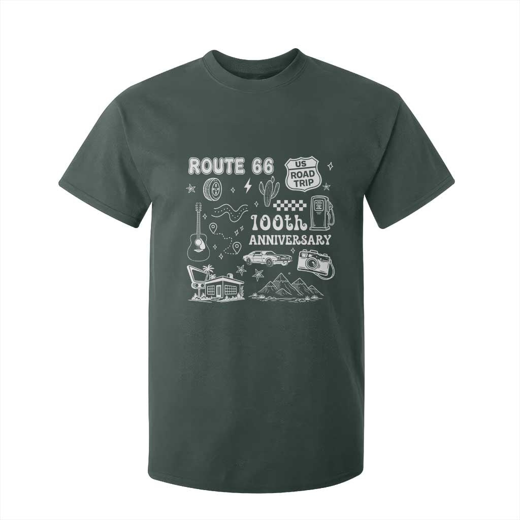 Route Highway 66 100th Anniversary T Shirt For Kid The Mother Road Centennial TS12 Dark Forest Green Print Your Wear