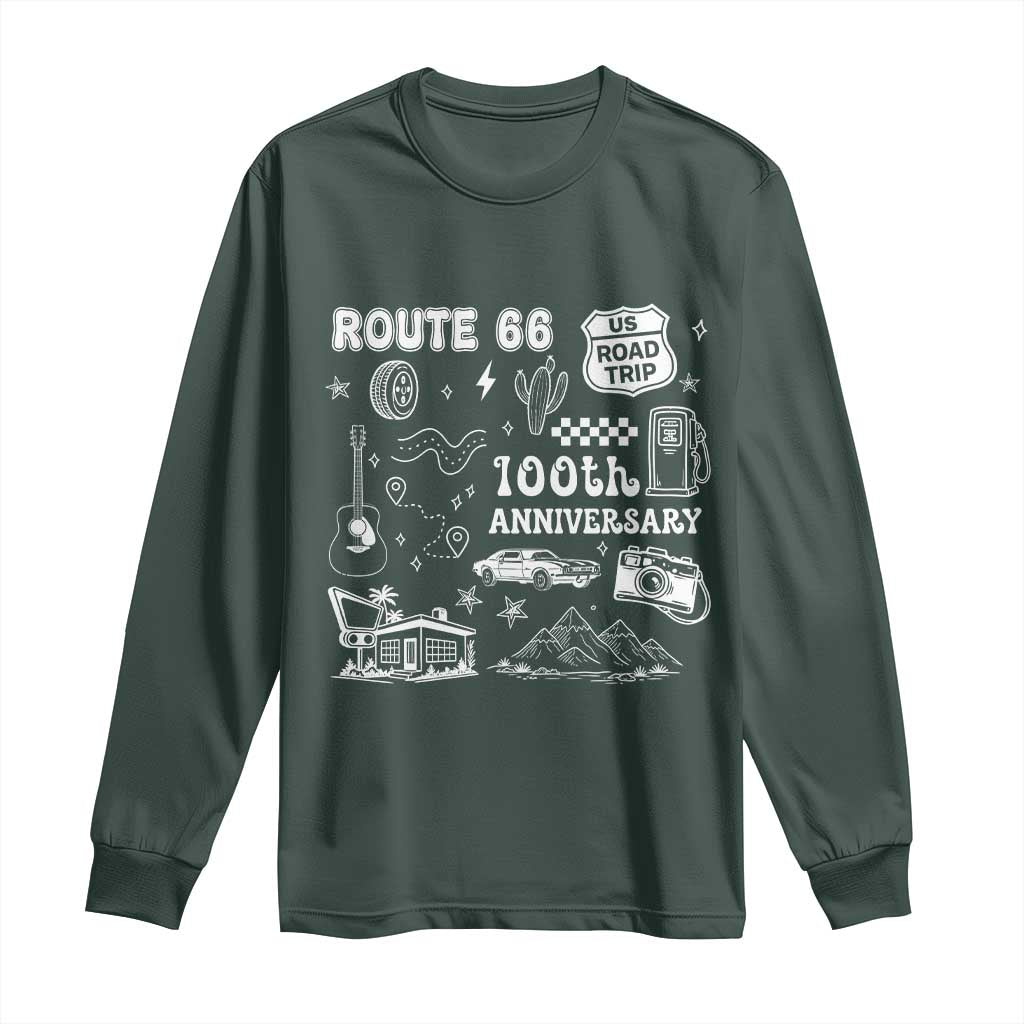 Route Highway 66 100th Anniversary Long Sleeve Shirt The Mother Road Centennial TS12 Dark Forest Green Print Your Wear