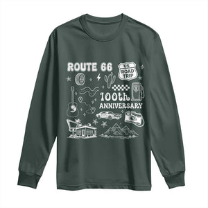 Route Highway 66 100th Anniversary Long Sleeve Shirt The Mother Road Centennial TS12 Dark Forest Green Print Your Wear