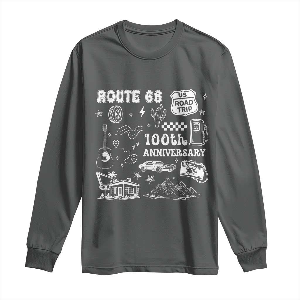 Route Highway 66 100th Anniversary Long Sleeve Shirt The Mother Road Centennial TS12 Dark Heather Print Your Wear