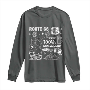 Route Highway 66 100th Anniversary Long Sleeve Shirt The Mother Road Centennial TS12 Dark Heather Print Your Wear