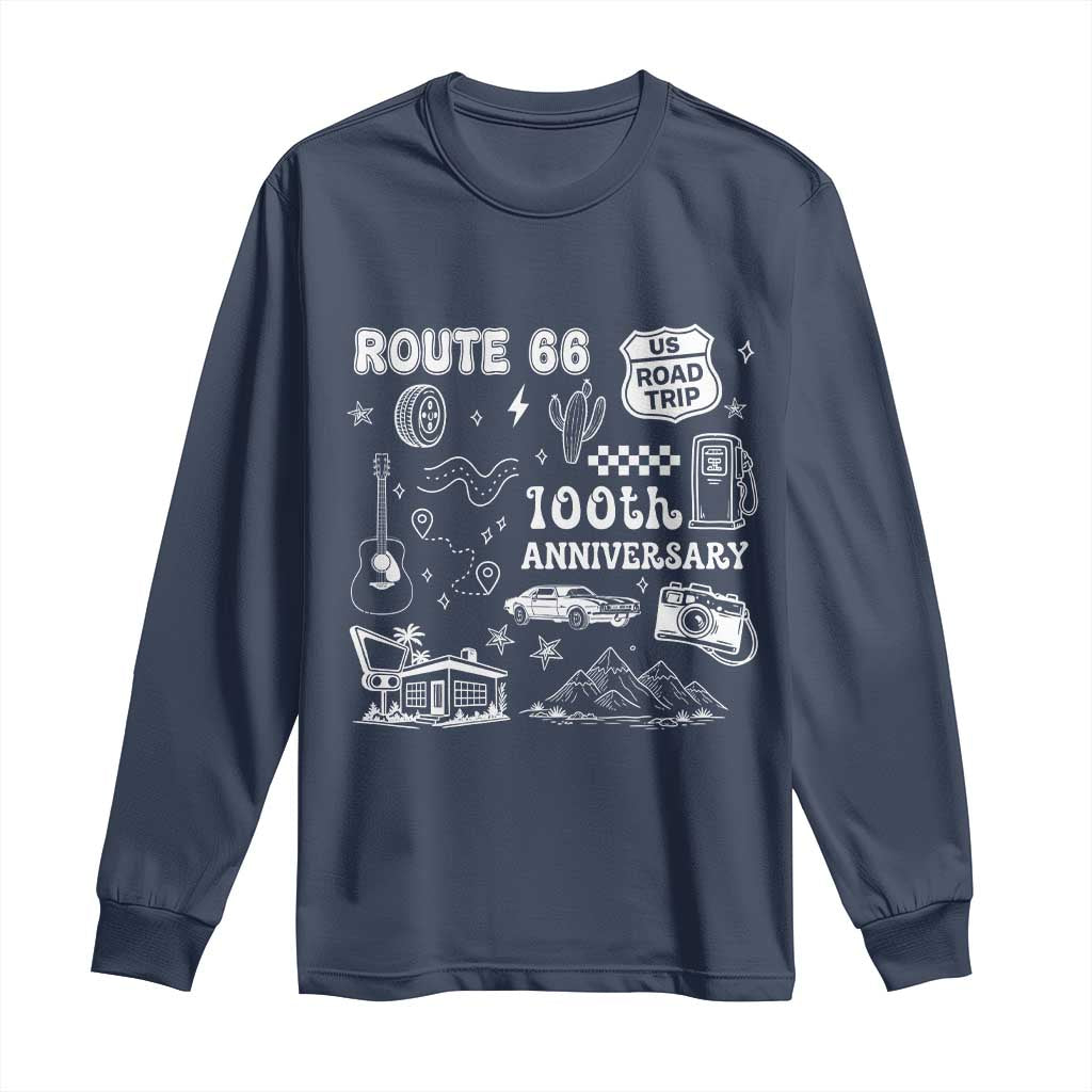 Route Highway 66 100th Anniversary Long Sleeve Shirt The Mother Road Centennial TS12 Navy Print Your Wear