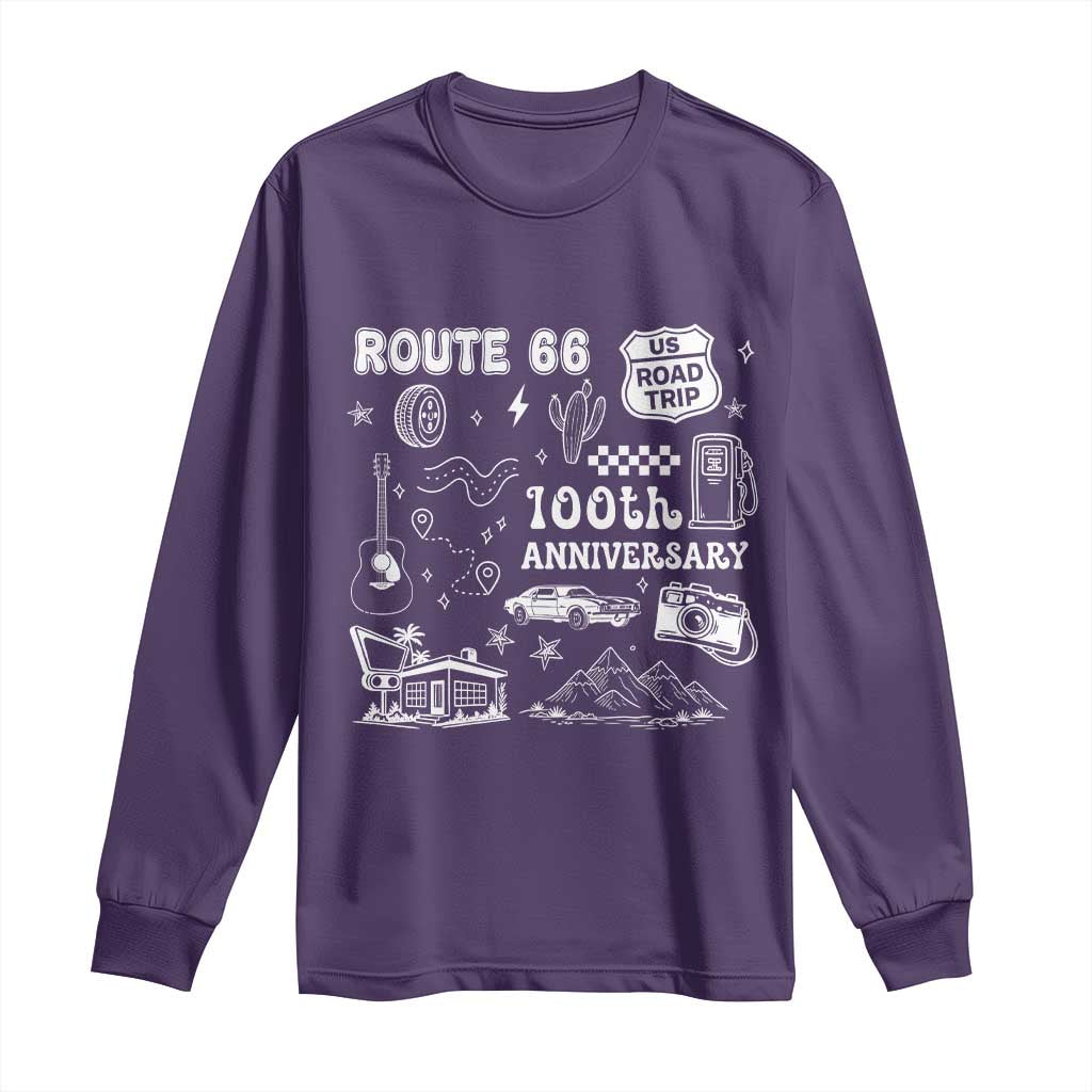 Route Highway 66 100th Anniversary Long Sleeve Shirt The Mother Road Centennial TS12 Purple Print Your Wear