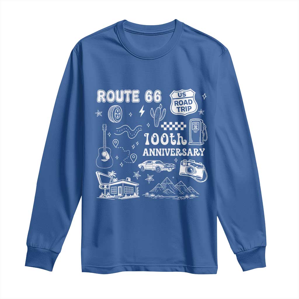 Route Highway 66 100th Anniversary Long Sleeve Shirt The Mother Road Centennial TS12 Royal Blue Print Your Wear