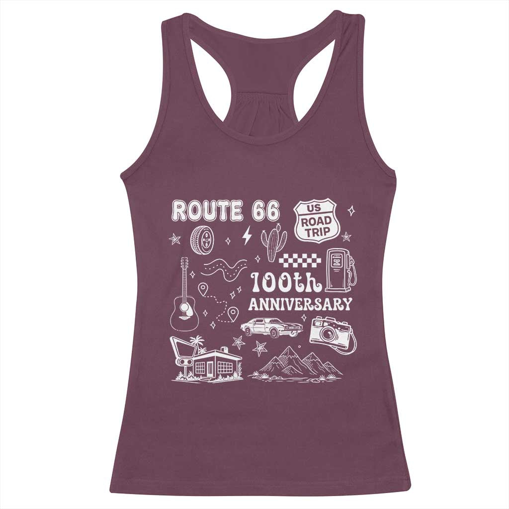 Route Highway 66 100th Anniversary Racerback Tank Top The Mother Road Centennial TS12 Maroon Print Your Wear