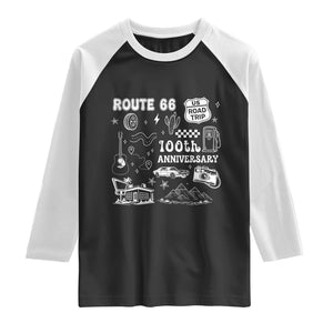 Route Highway 66 100th Anniversary Raglan Shirt The Mother Road Centennial TS12 Black White Print Your Wear