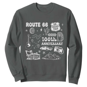 Route Highway 66 100th Anniversary Sweatshirt The Mother Road Centennial TS12 Dark Heather Print Your Wear