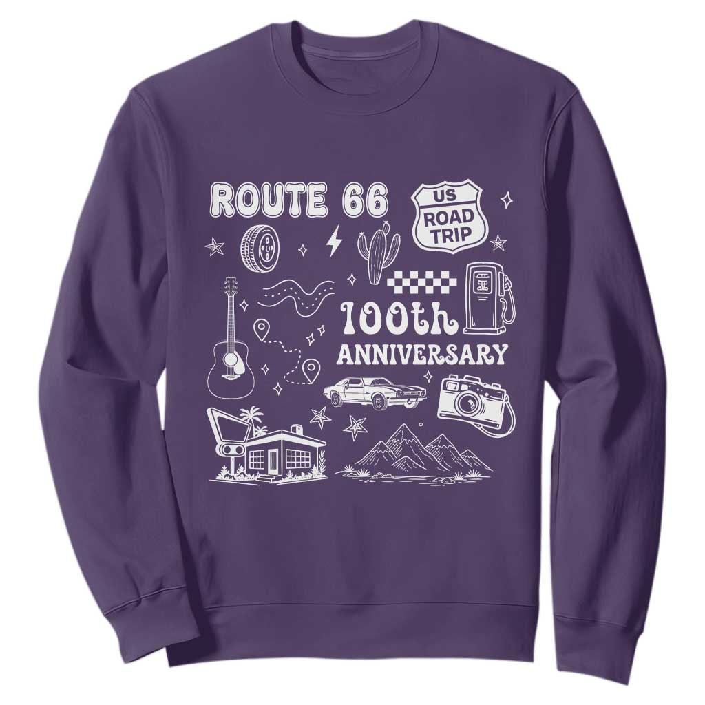 Route Highway 66 100th Anniversary Sweatshirt The Mother Road Centennial TS12 Purple Print Your Wear