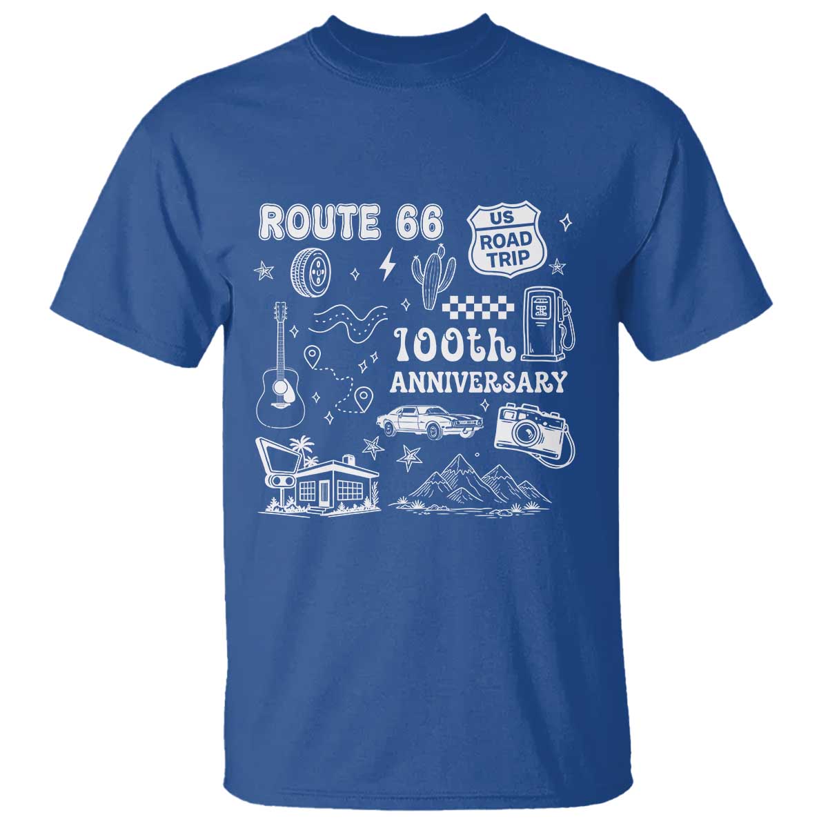 Route Highway 66 100th Anniversary T Shirt The Mother Road Centennial TS12 Royal Blue Print Your Wear