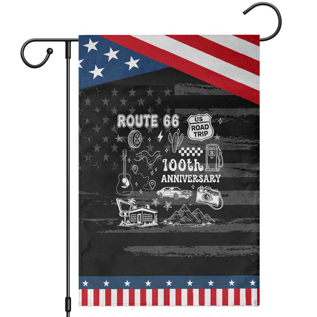 Route Highway 66 100th Anniversary Garden Flag The Mother Road Centennial TS12 Distressed Black Blue Print Your Wear