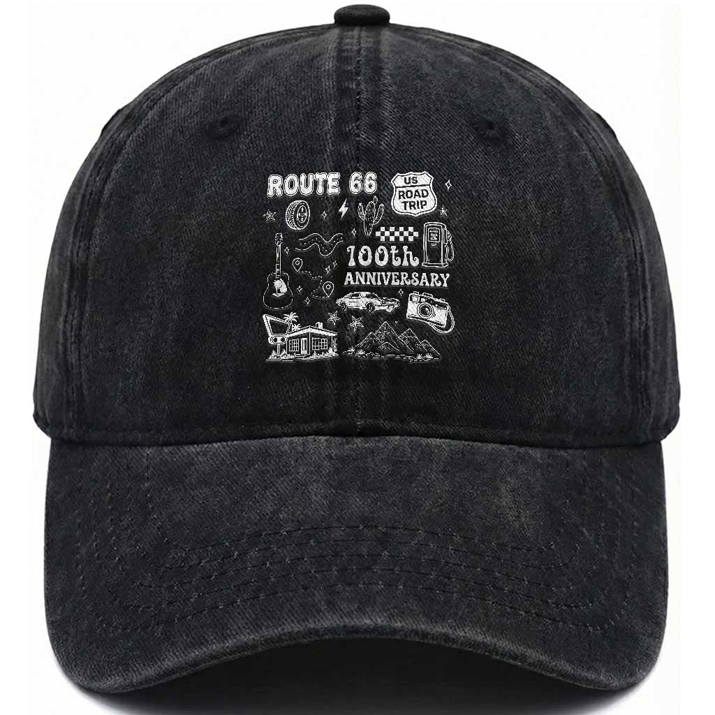 Route Highway 66 100th Anniversary Washed Cotton Baseball Cap The Mother Road Centennial TS12 Print Your Wear