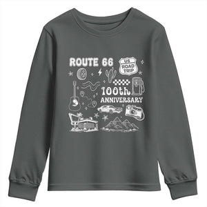 Route Highway 66 100th Anniversary Youth Sweatshirt The Mother Road Centennial TS12 Dark Heather Print Your Wear