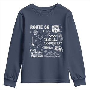 Route Highway 66 100th Anniversary Youth Sweatshirt The Mother Road Centennial TS12 Navy Print Your Wear
