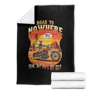 Funny Route Highway 66 Biker Skeleton Throw Blanket Road To Adventure TS12 Black Print Your Wear