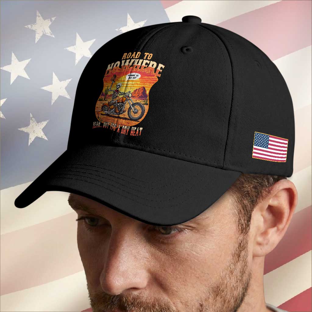 Funny Route Highway 66 Biker Skeleton Baseball Cap Road To Adventure TS12 Print Your Wear