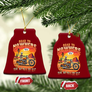 Funny Route Highway 66 Biker Skeleton Ceramic Ornament Road To Adventure TS12 Print Your Wear