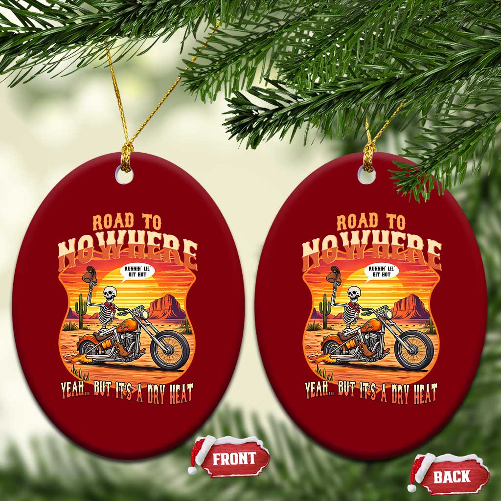 Funny Route Highway 66 Biker Skeleton Ceramic Ornament Road To Adventure TS12 Print Your Wear