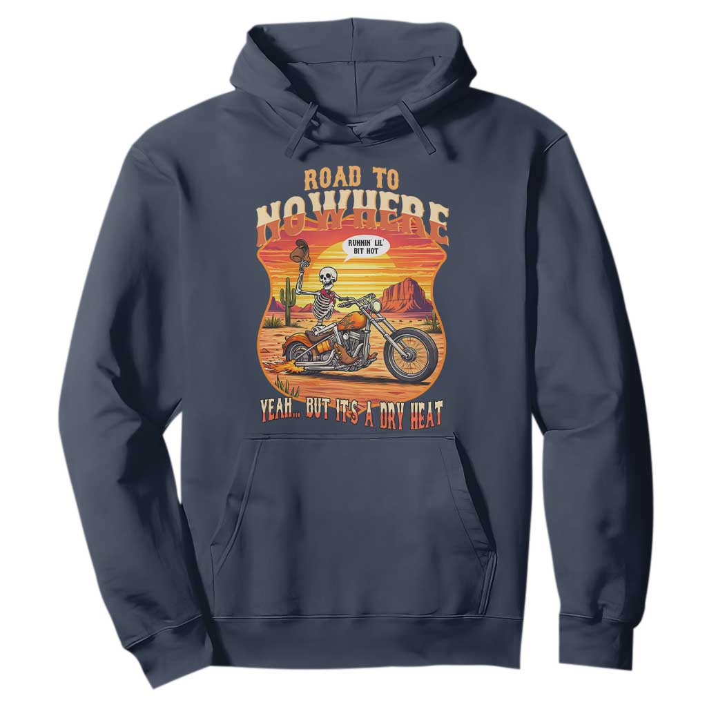 Funny Route Highway 66 Biker Skeleton Hoodie Road To Adventure TS12 Navy Print Your Wear