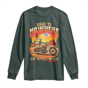 Funny Route Highway 66 Biker Skeleton Long Sleeve Shirt Road To Adventure TS12 Dark Forest Green Print Your Wear