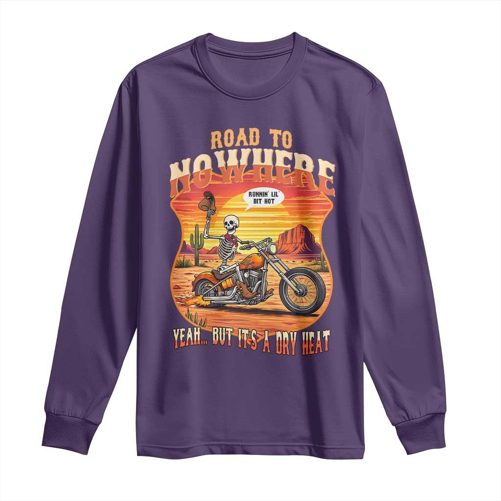 Funny Route Highway 66 Biker Skeleton Long Sleeve Shirt Road To Adventure TS12 Purple Print Your Wear