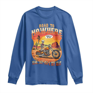 Funny Route Highway 66 Biker Skeleton Long Sleeve Shirt Road To Adventure TS12 Royal Blue Print Your Wear