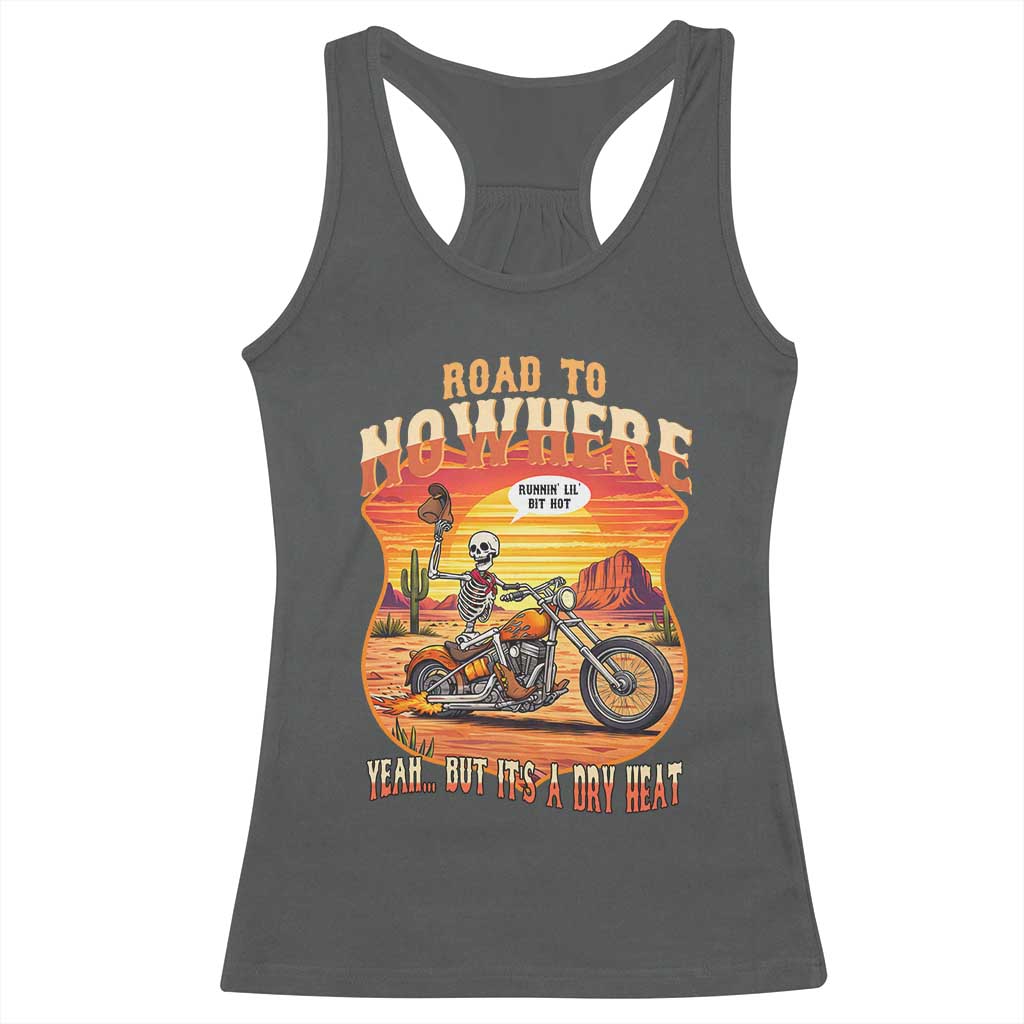 Funny Route Highway 66 Biker Skeleton Racerback Tank Top Road To Adventure TS12 Dark Heather Print Your Wear