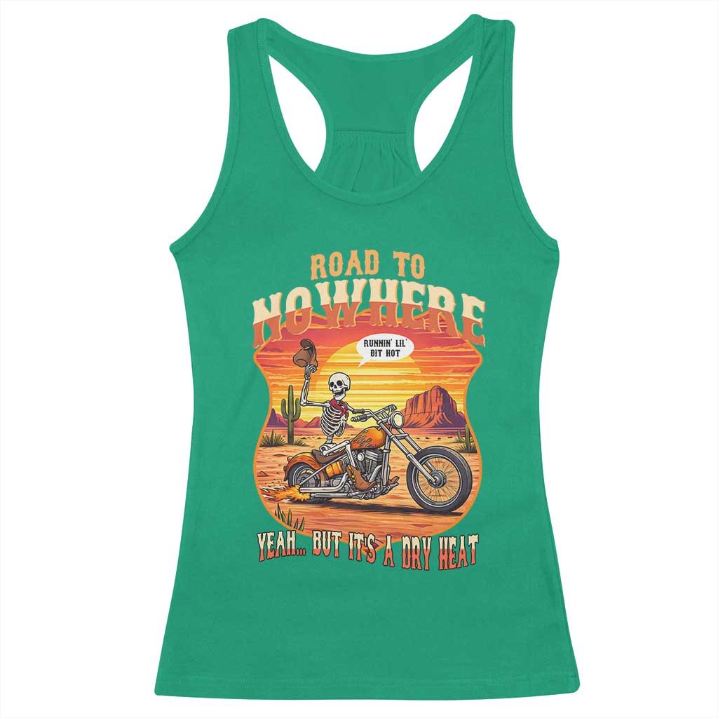 Funny Route Highway 66 Biker Skeleton Racerback Tank Top Road To Adventure TS12 Irish Green Print Your Wear