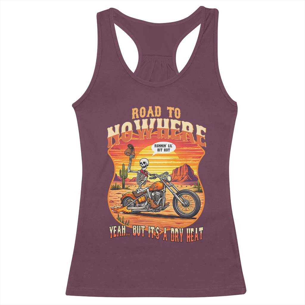 Funny Route Highway 66 Biker Skeleton Racerback Tank Top Road To Adventure TS12 Maroon Print Your Wear