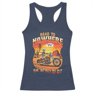 Funny Route Highway 66 Biker Skeleton Racerback Tank Top Road To Adventure TS12 Navy Print Your Wear