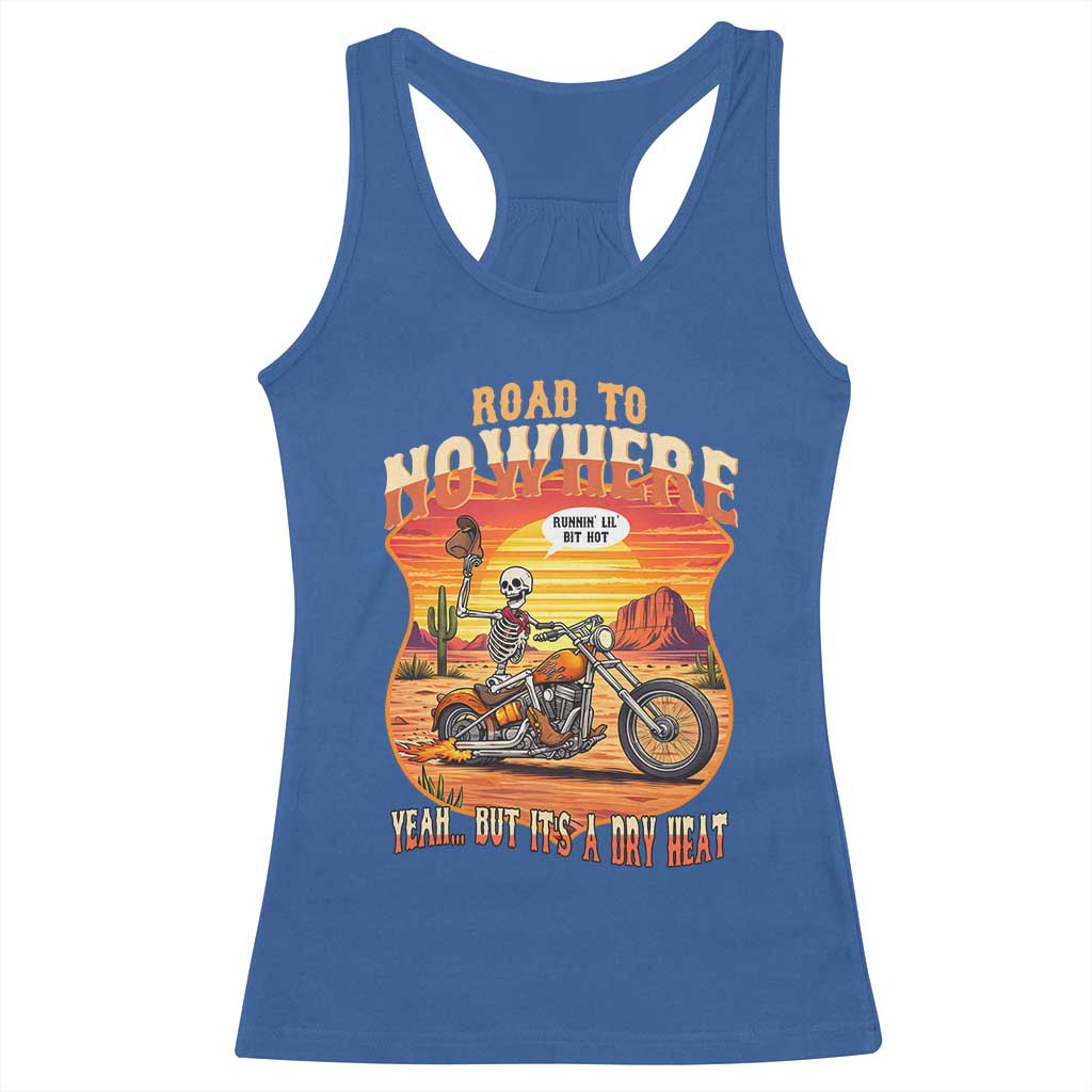Funny Route Highway 66 Biker Skeleton Racerback Tank Top Road To Adventure TS12 Royal Blue Print Your Wear