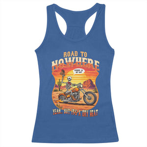 Funny Route Highway 66 Biker Skeleton Racerback Tank Top Road To Adventure TS12 Royal Blue Print Your Wear