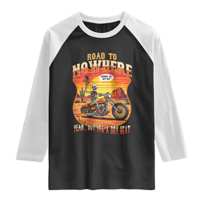 Funny Route Highway 66 Biker Skeleton Raglan Shirt Road To Adventure TS12 Black White Print Your Wear